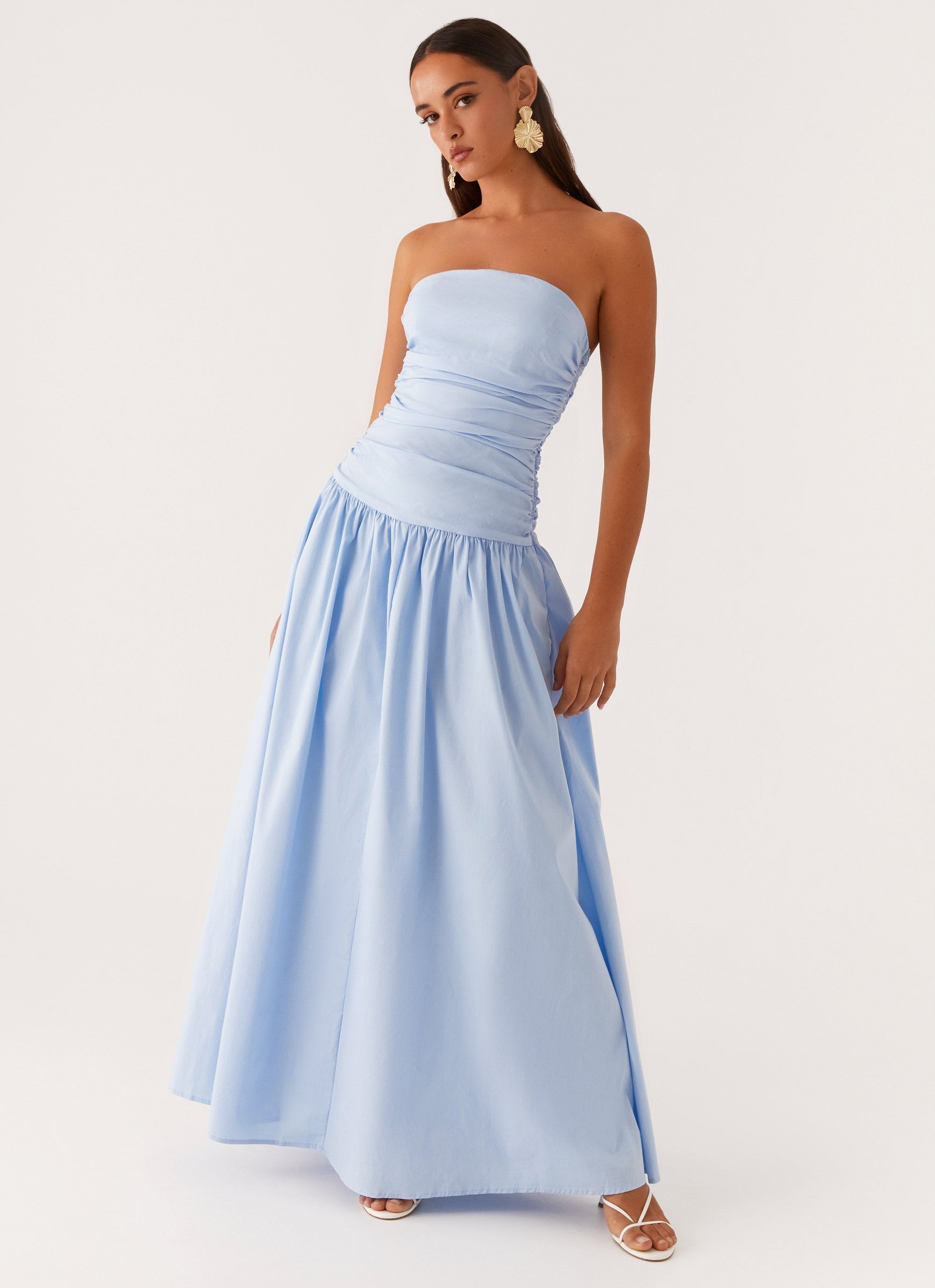 Carmel Strapless Ruched Maxi
